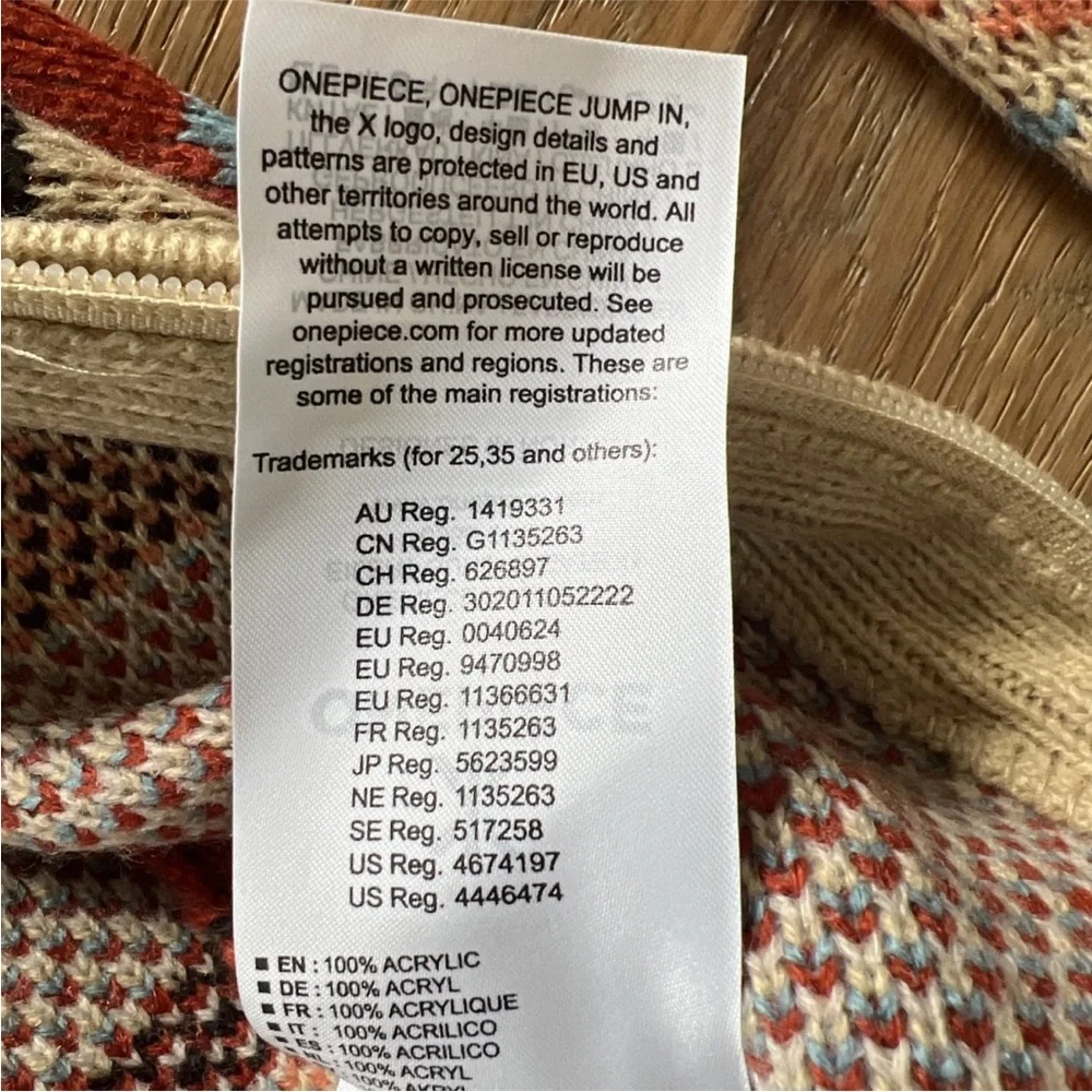 Onepiece Norwegian Zip-Up Hooded Sweater-Knit Geo Design Onesie - Unisex XS - Picture 14 of 15